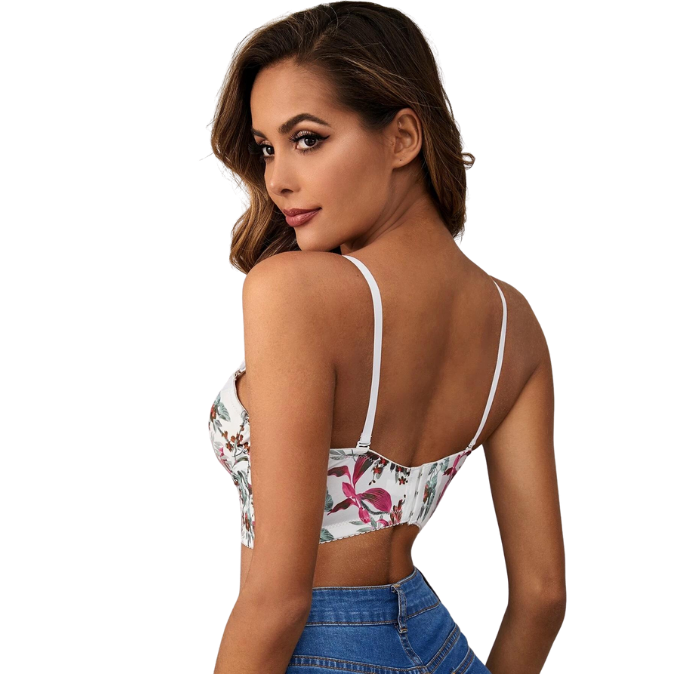 Floral Crisscross Underwire Bra