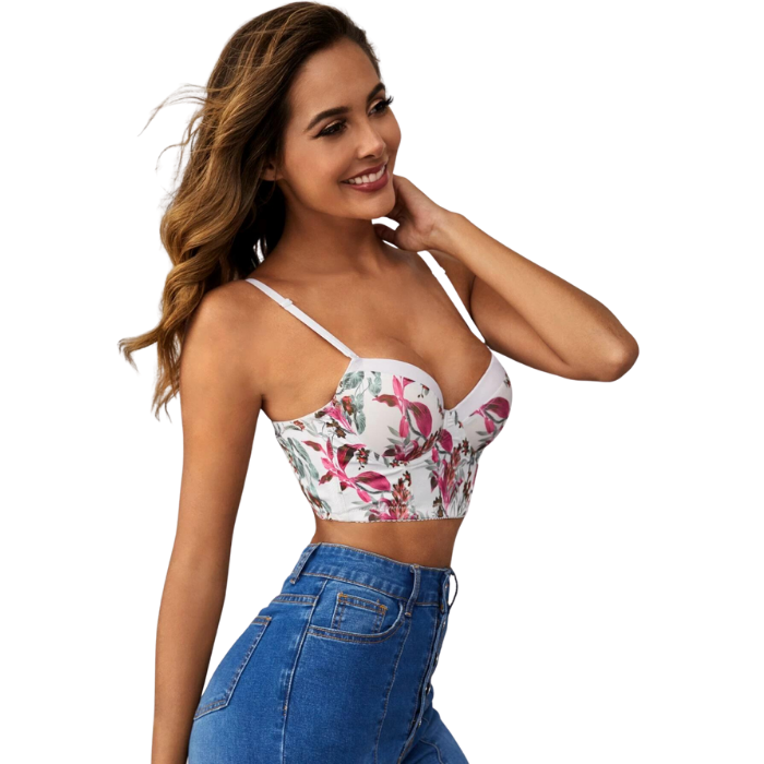 Floral Crisscross Underwire Bra