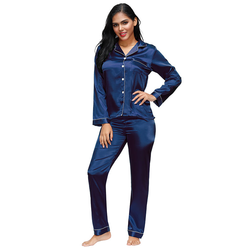 Long Sleeve Silk Pajamas Set