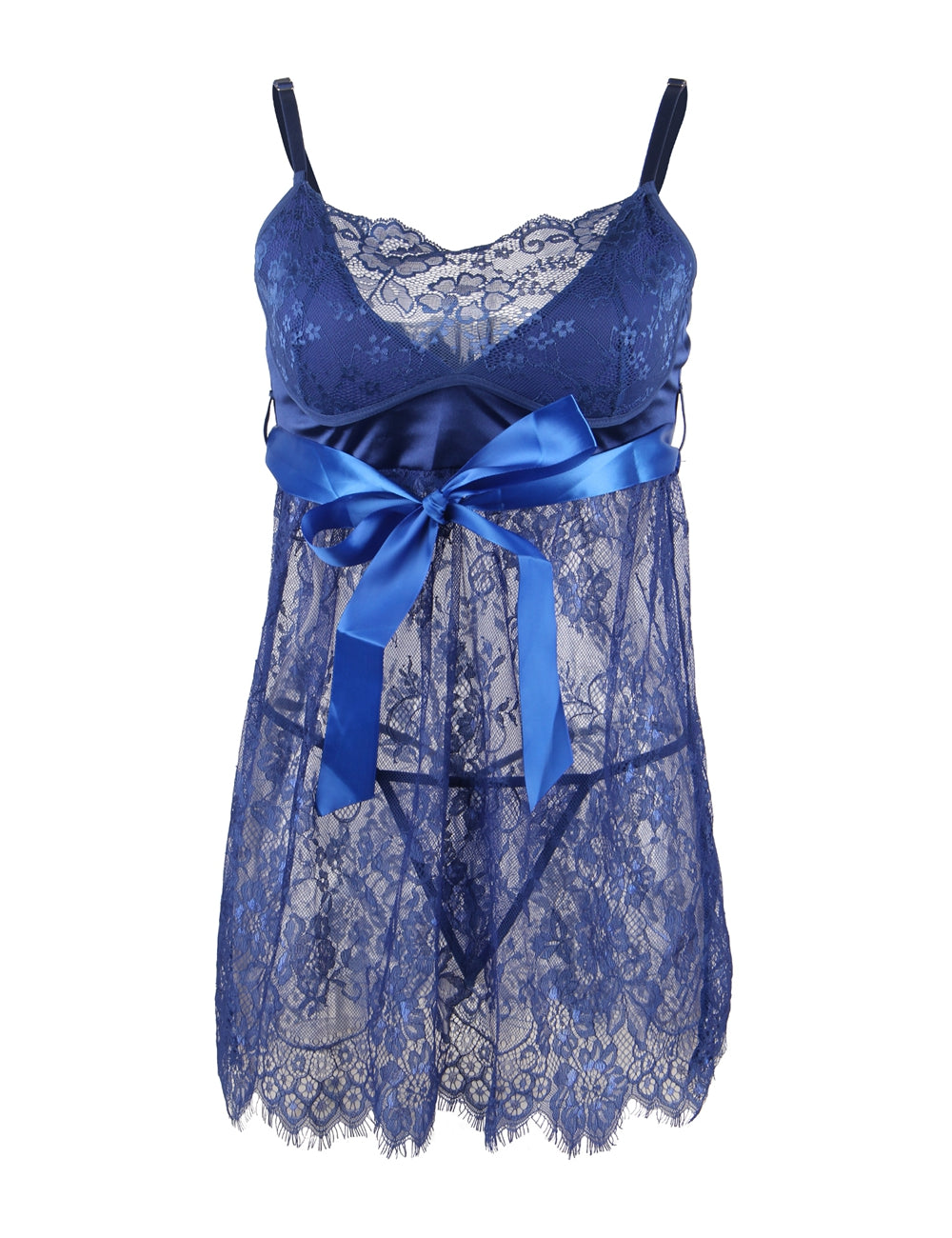 Sexy Eyelash Trim Lace Babydoll Set