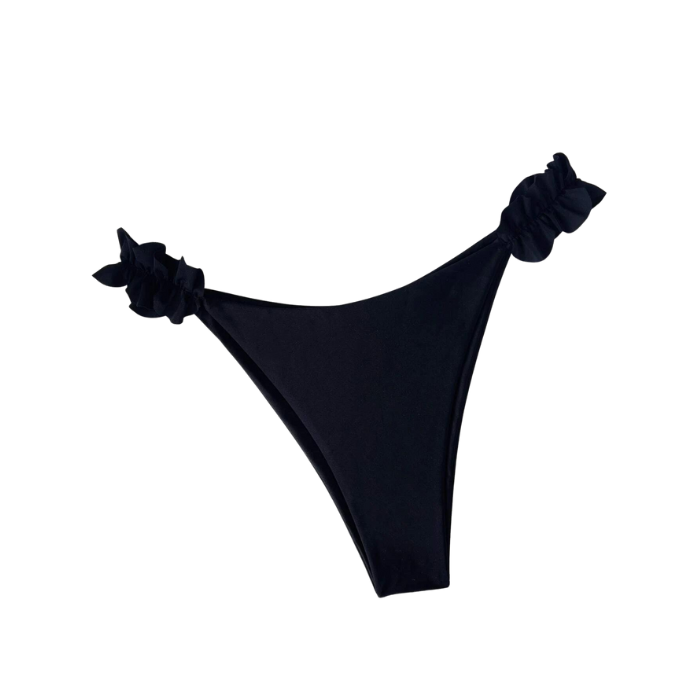 Push Up Frill Black Bikini Set
