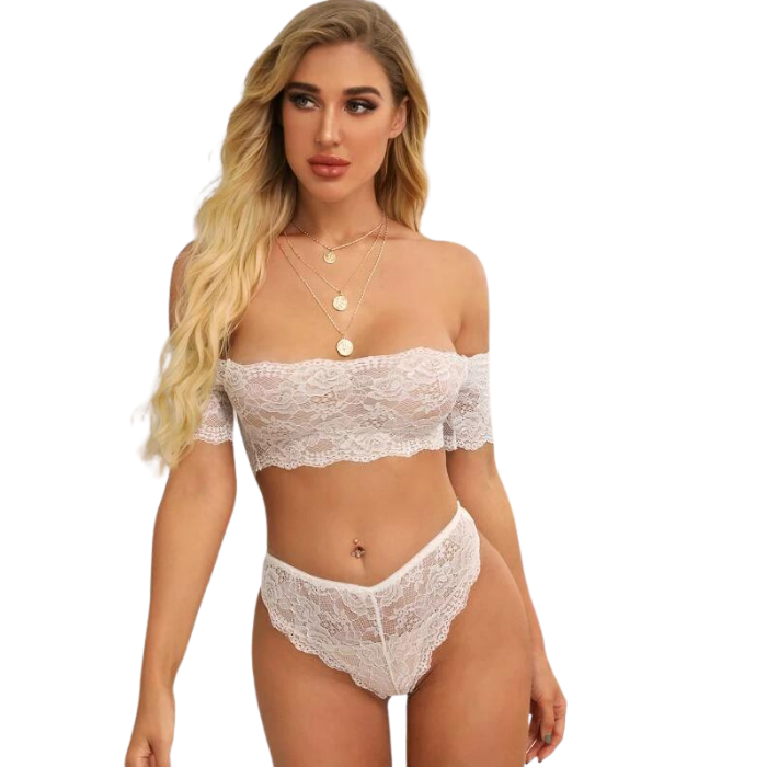 Floral Lace off the Shoulder Lingerie Set