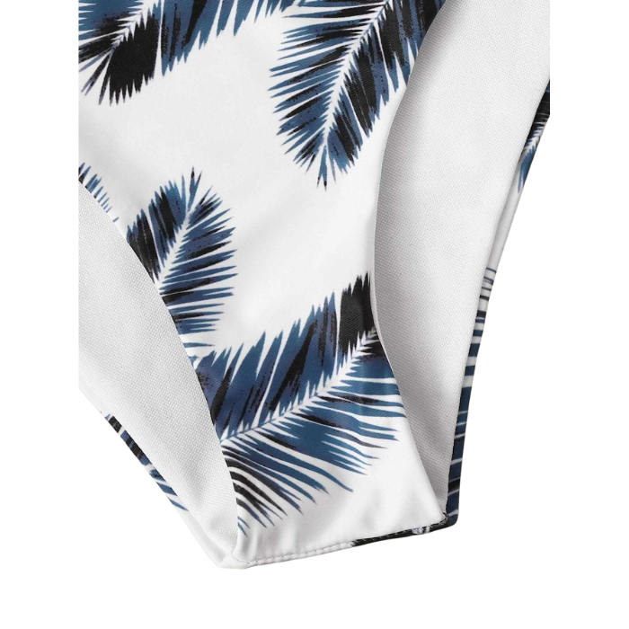 Blue Palm Print Bikini Set